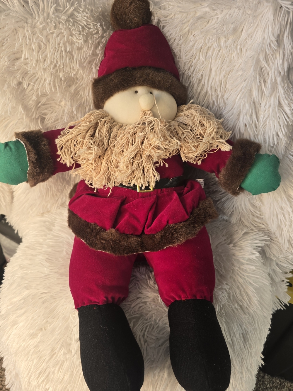 Red Plush Santa Holiday Doll with Green Mittens - Brand Unspecified